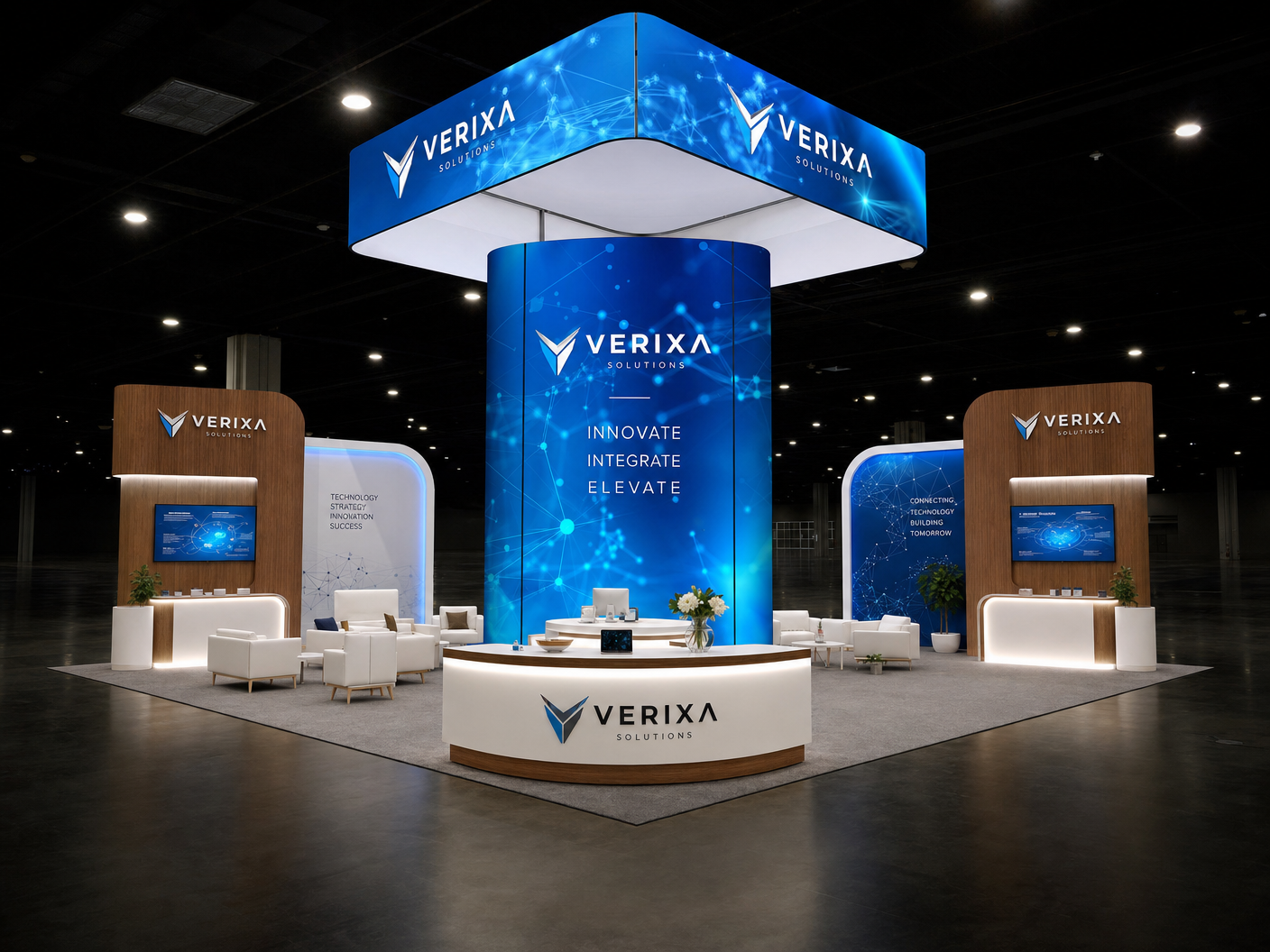 ISC West 20x30 LED Display Booth for Technology Companies - 20x20 LED exhibit with premium furniture