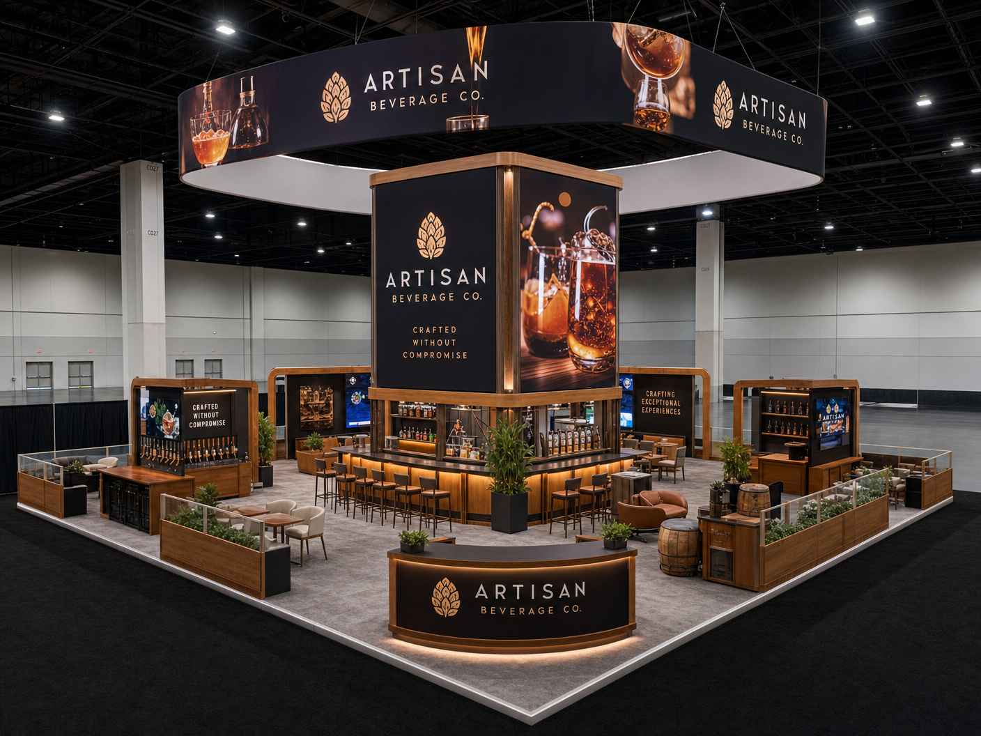 SupplySide West 20x40 LED Technology Booth for Beverage Brands - LED trade show exhibit rental
