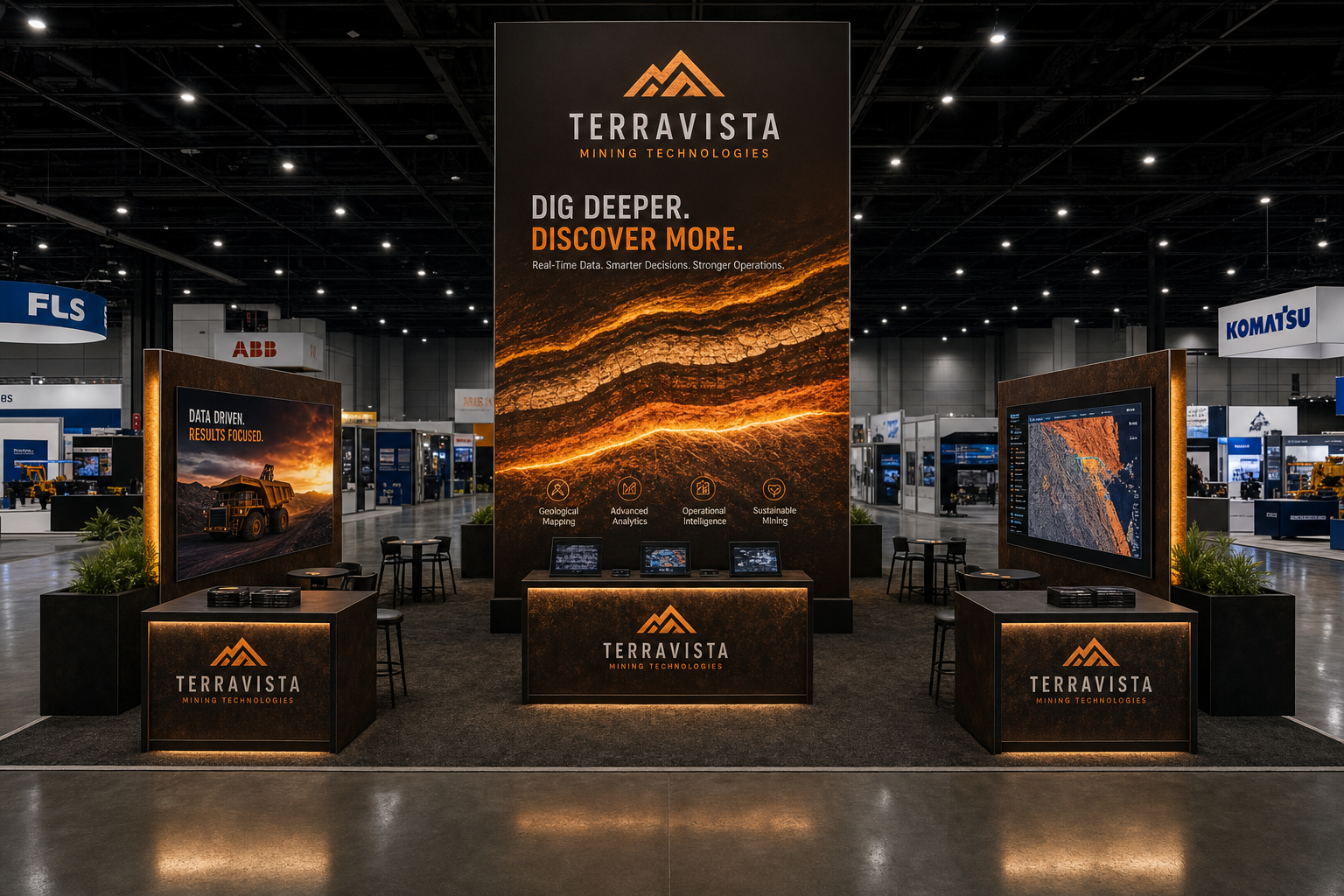 Haulage & Loading 20x30 LED Display Exhibit – Mining Companies - LED trade show exhibit rental