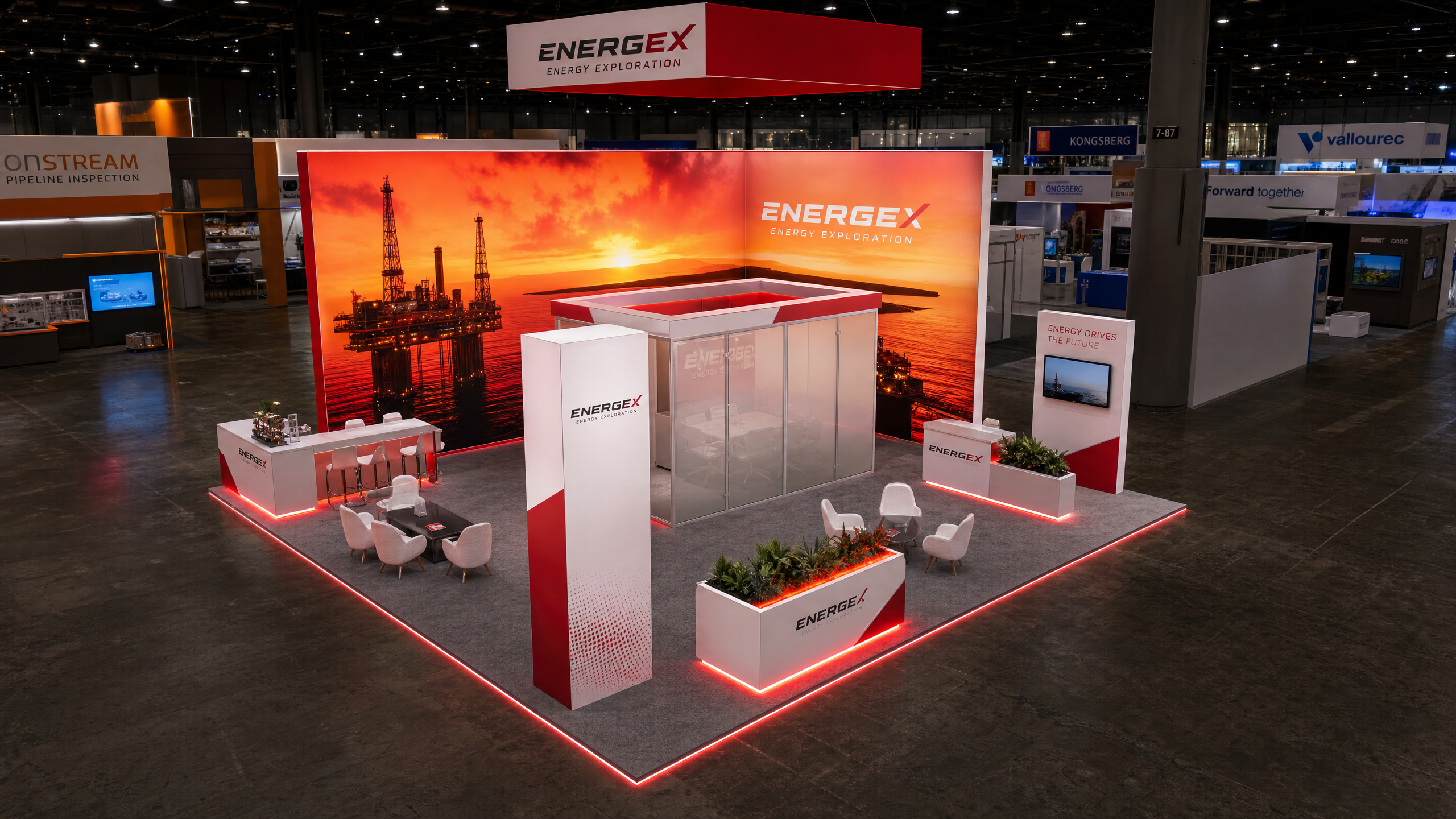 CERAWeek 20x30 LED Backwall Booth for Energy Companies - LED trade show exhibit rental