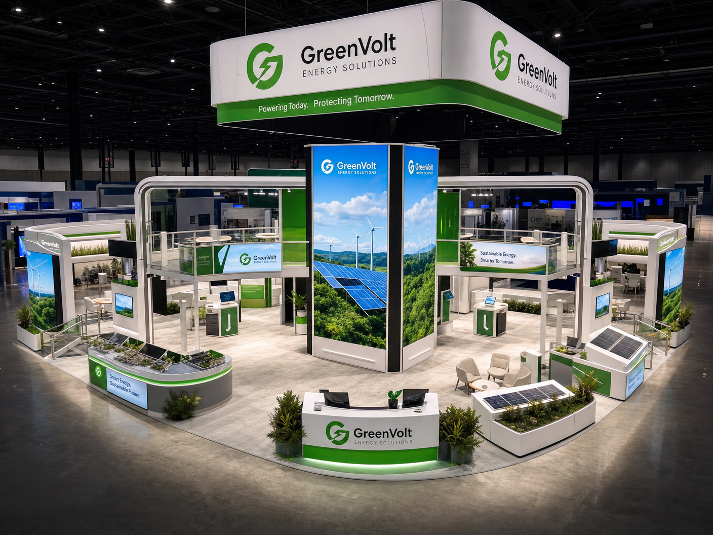 CERAWeek 50x50 LED Video Wall Booth for Energy Companies - 50x50 LED trade show booth rental Orlando Las Vegas