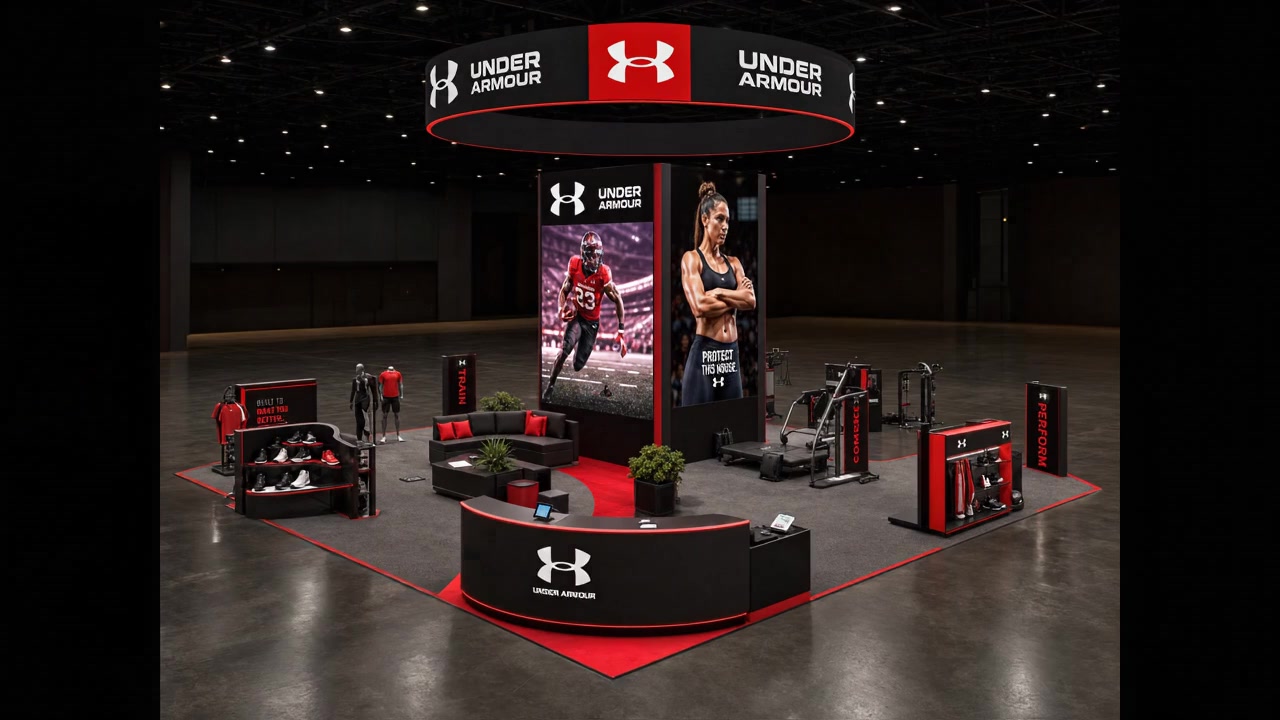 30x30 LED exhibit booth rental with hanging sign - NeurIPS LED Wall Exhibit – 30x30 AI Startups