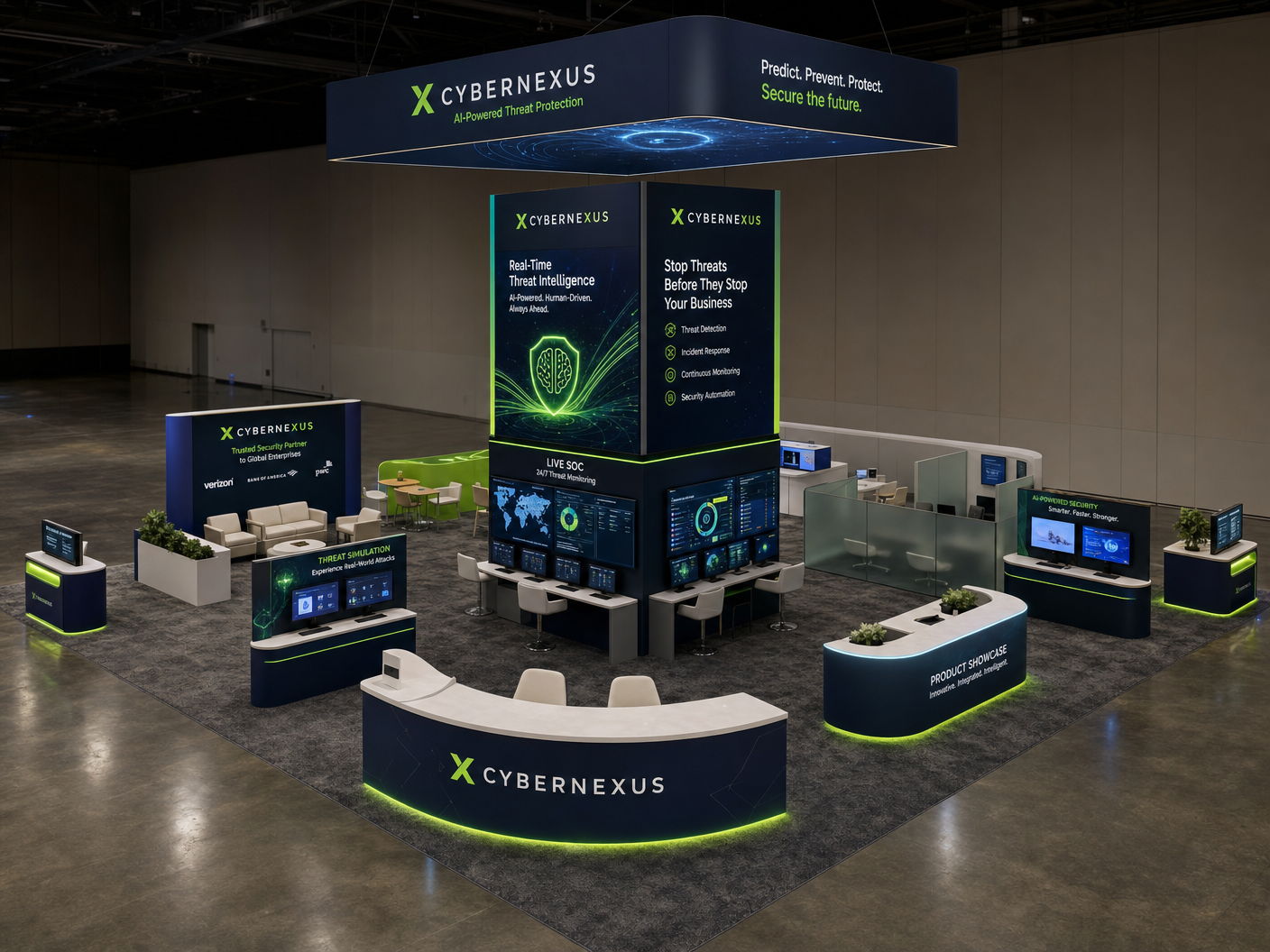 NBAA-BACE 30x40 LED Trade Show Booth – Aerospace Brands - LED trade show exhibit rental