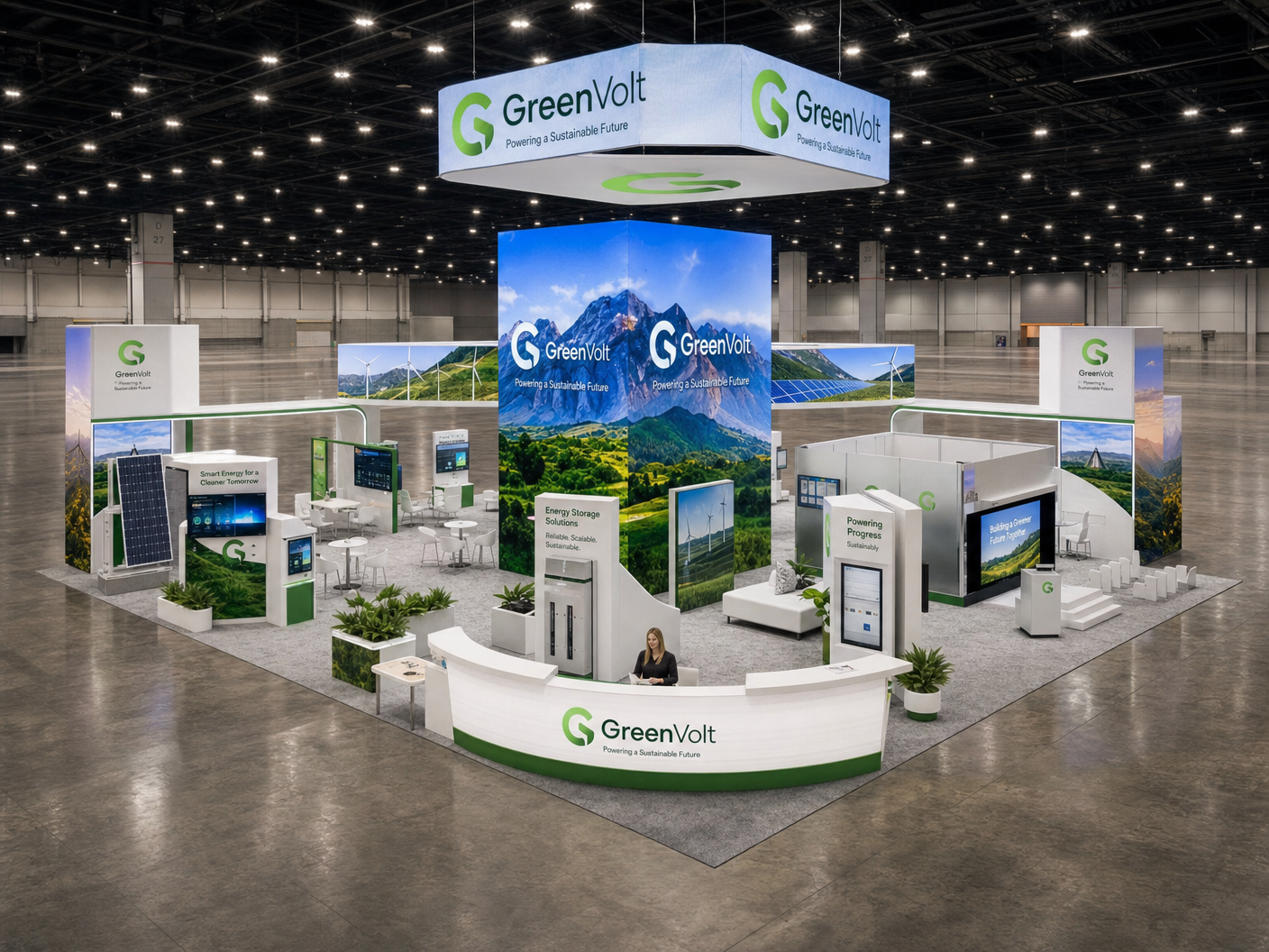 Solar Power International 40x40 LED Trade Show Booth for Solar Companies - LED trade show exhibit rental