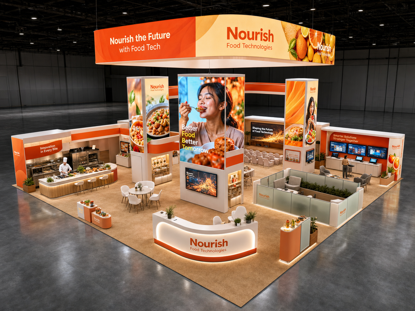 Natural Products Expo 40x40 LED Backwall Booth for Food & Beverage Brands - LED trade show exhibit rental